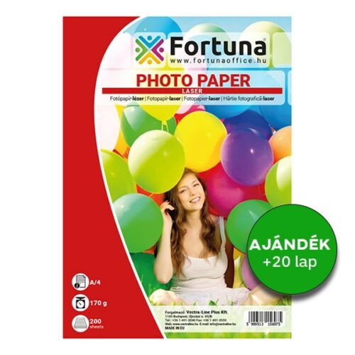 Fotópapír FORTUNA A/4 laser fényes 170 gr 200 ív/csomag